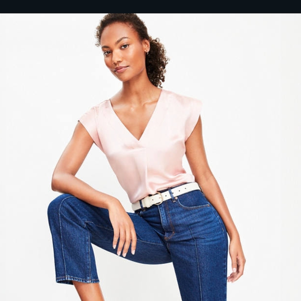 LOFT Pink V-Neck Blouse